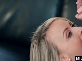 hot blonde rich wife sneaks away from hubby to fuck shaved pussy hard