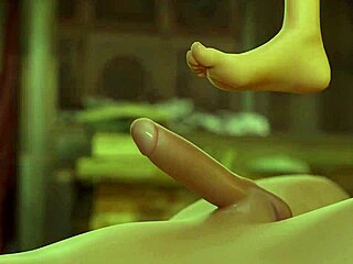 Rapunzel's silky feet stroke massive load in steamy 3D footjob fetish