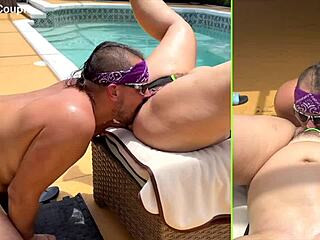 moxie couple licks hairy pussy rims ass then creampies outdoors