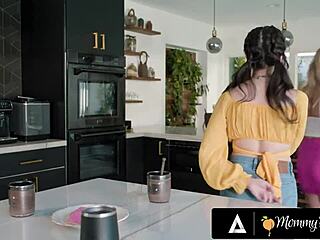 Naughty Chloe Surreal ravished by horny stepmoms Danielle Renae and teen Puck in lesbian threesome