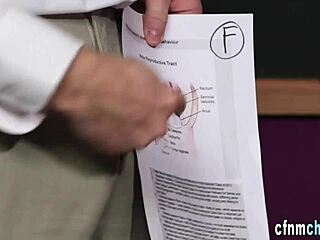 Clothed Students Sucking Big Cocks in Humiliating Femdom Handjob Session