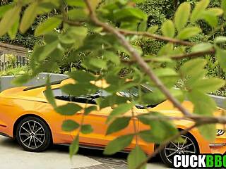 caged hubby watches monster black cock destroy wife's gaping ass??