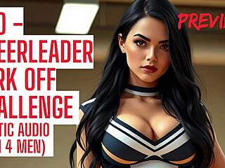 Cheerleader jerk off contest game makes teens cum during competition