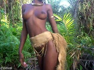 perfect dark african babe dances half naked in village 😍🌿