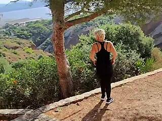 jaime flashes lingerie in nature outdoors 😏 who knows you'll pass by