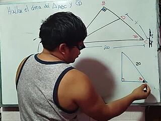 Nerdy Asian Student Calculates X in Bedroom Teacher Triangle Fuck