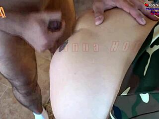 Horny mexican wife prostitute bends for brutal anal pounding outdoors, ass filled with cum