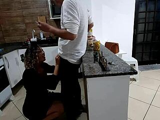 bartender rams wife's asshole in pantry while cuck watches!