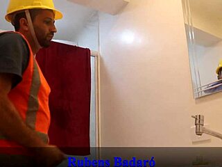 Called plumber for leak he fucked bathroom hard with hardhat on