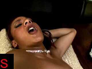 Beautiful cougar brunette licks and rides black monster cock interracial cowgirl.