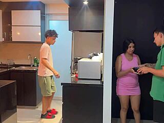 colombian babysitter sneaks hard fuck from neighbor while husband is distracted