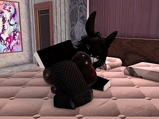 Bunny girl teases then gets throat fucked rough and deep fan request roblox style