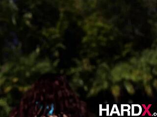 the big-assed brunette from hardx gets her tits fucked then railed hardcore