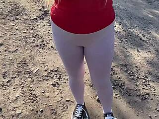 Morning run stranger with huge natural tits bounces during fuck