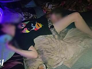 Couple Fucks on Squeaky Lit Hotel Bed