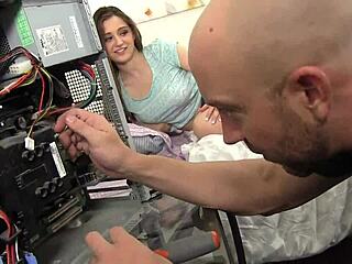 adorable petite brunette elektra takes rough pounding in garage