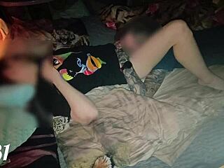 Couple Fucks on Squeaky Lit Hotel Bed
