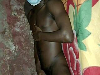 African Black Man Jerks Huge Cock Solo On Bed