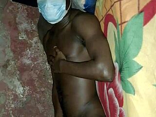 African Black Man Jerks Huge Cock Solo On Bed
