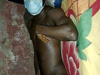 African Black Man Jerks Huge Cock Solo On Bed