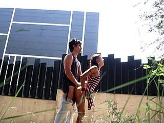 wanna see petite babe ride monster cock outdoors in public city woods?