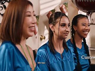 Girls Gang Up for Licking Orgy Bet