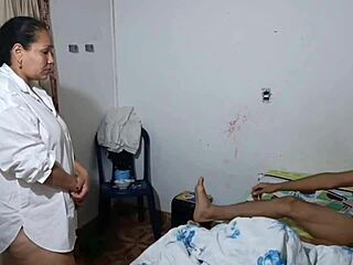 Stepmom sneaks fuck with stepson as husband works