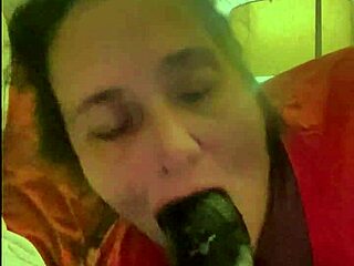 Watch her deepthroat that big black cock before he cums on her petite tits or face