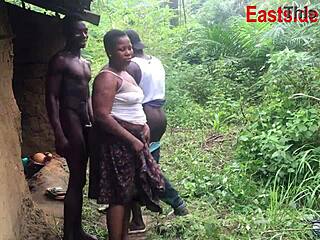 Chubby Ebony MILF Rides Young Amateur's Monster Cock as Husband Watches Creampie Action