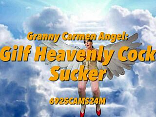 Croatian granny Carmen Angel deepthroats cock like a heavenly gilf cougar