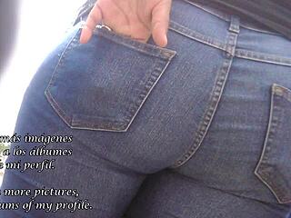 voyeur catches tight teen latina big ass in tight jeans