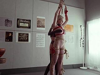 Submissive rebel rhyder bound as fuck doll eats ass rimjob sucks cock in kinky bdsm threesome domination game