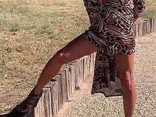 Staci Onit'S Leopard Print Crossdressing Fetish Romp Turns Public Feet Wild