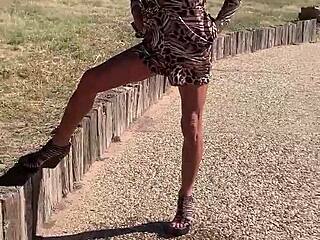 Staci Onit'S Leopard Print Crossdressing Fetish Romp Turns Public Feet Wild