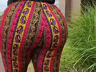 big round ebony ass sways outdoor before deepthroating bbc to cum
