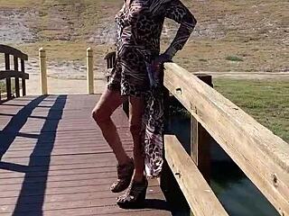 Staci Onit'S Leopard Print Crossdressing Fetish Romp Turns Public Feet Wild