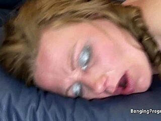 Older Pregnant Woman Displays Her Smooth Hairless Pussy in Detail