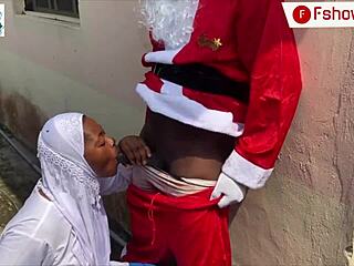 long dick santa claus shakes fat ebony ass bent over outdoor wet pussy pounding
