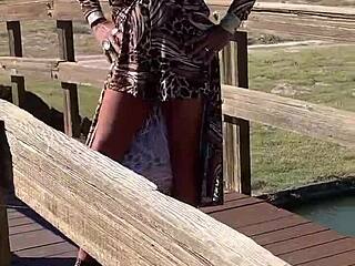 Staci Onit'S Leopard Print Crossdressing Fetish Romp Turns Public Feet Wild
