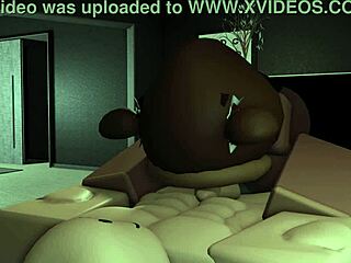 bear girl grabs his monster cock for a dominant handjob and big tit ride
