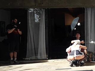 hey watch this blonde latina milf and fat old guy sneak anal doggystyle behind cameras in public dress