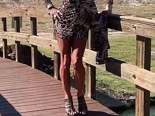 Staci Onit'S Leopard Print Crossdressing Fetish Romp Turns Public Feet Wild