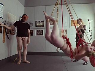 Submissive rebel rhyder bound as fuck doll eats ass rimjob sucks cock in kinky bdsm threesome domination game