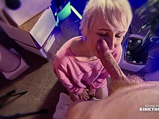 short hair blonde milf gives hot blowjob