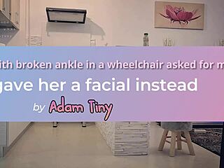 slut with broken ankle in a wheelchair asked for my help gave her a facial instead