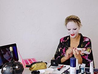 Sfw geisha roleplay makeup session for cute blonde