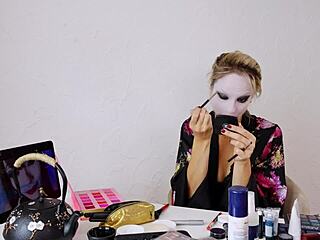 Sfw geisha roleplay makeup session for cute blonde