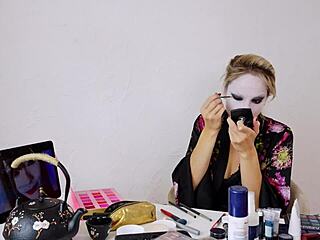 Sfw geisha roleplay makeup session for cute blonde