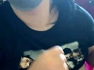 Tits out pov blowjob with curvy babe