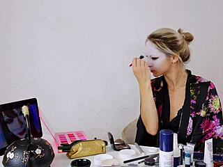 Sfw geisha roleplay makeup session for cute blonde